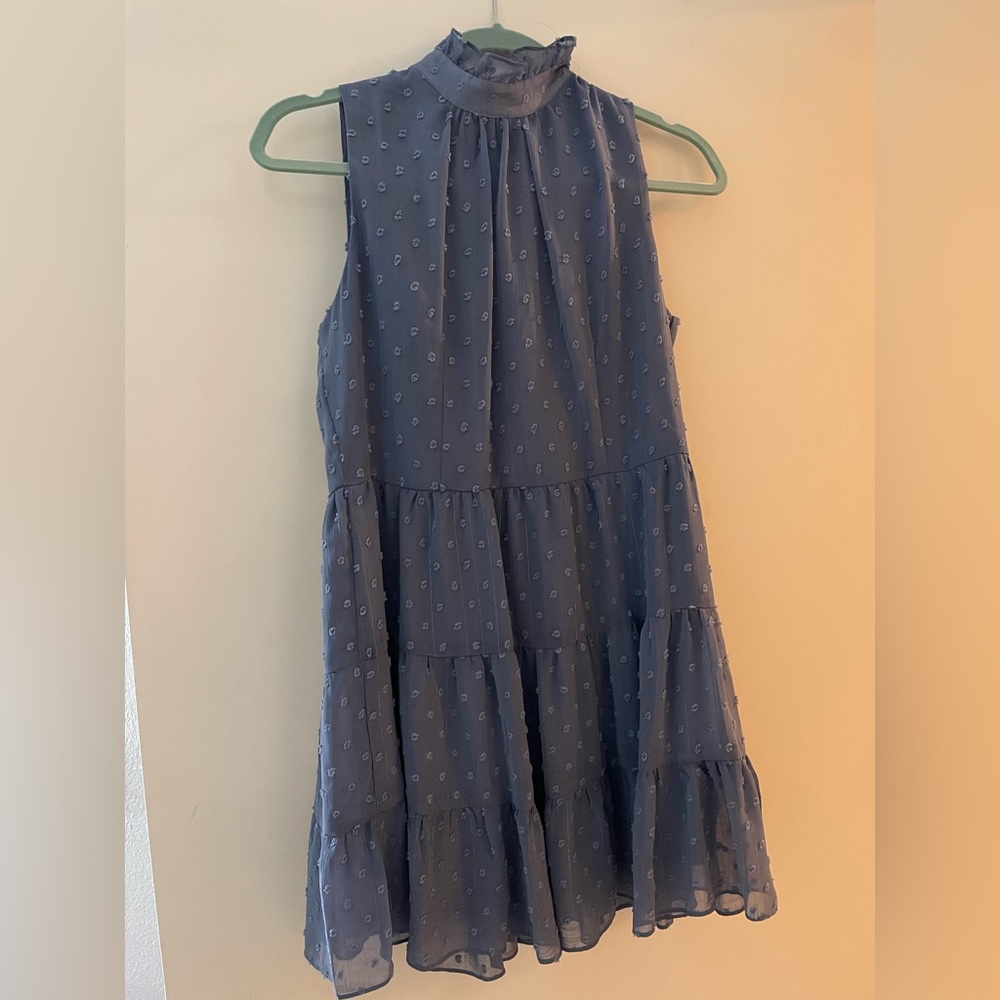 Aqua above the knee dusty blue dress